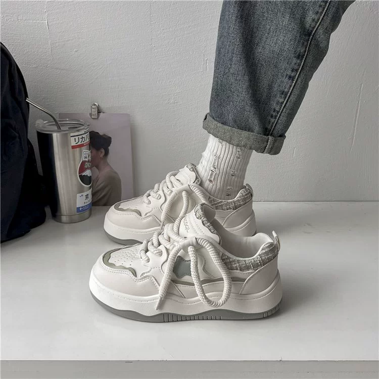 White shoes platform, summer genuine sneakers for leisure