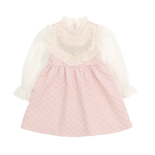 Lace Pearl Dress for Girls 2024 Spring New Fashion Princess Dress for Baby Girls, Cute and Trendy Children's Clothing