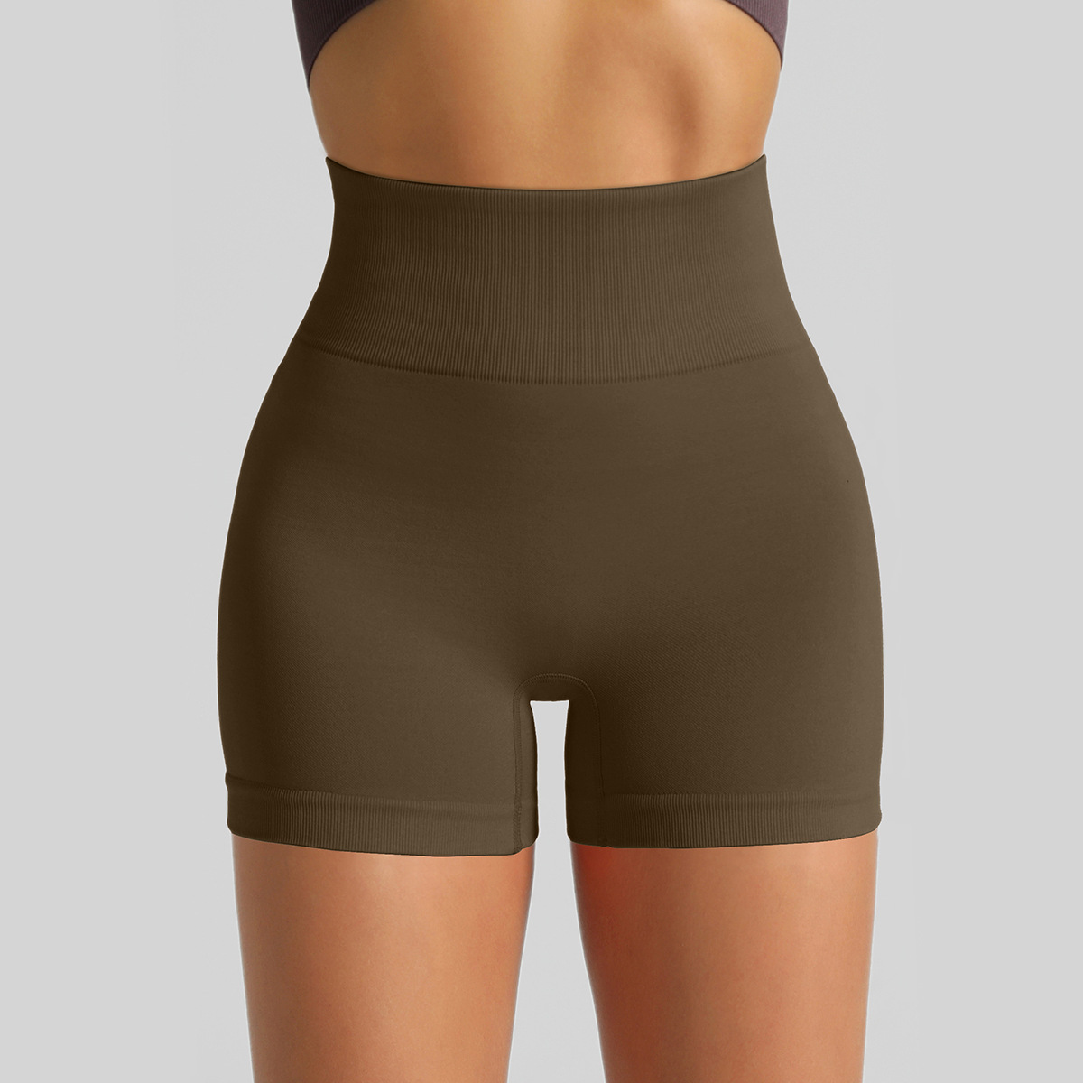 Pantalones cortos de Yoga de punto sin costuras transfronterizas Peach Hip lifting pantalones de fitness de cintura alta pantalones cortos deportivos para correr tres puntos mujeres