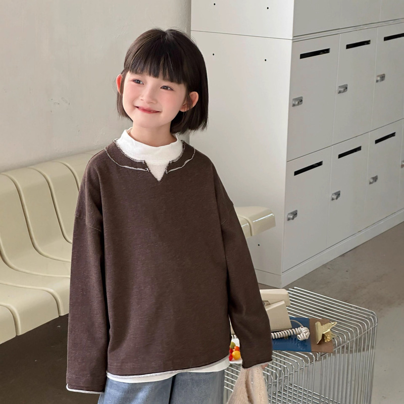 2025 New Autum Korean Style Kidsren's Loose V-Neck Sweatshirts for Boys and Girls, Versatile Fashionable Raw Edge Long-Sleeved Tops 2025 New Autum Korean Style Kidsren's Loose V-Neck Sweatshirts for Boys and Girls, Versatile Fashionable Raw Edge Long-Sleeved Tops