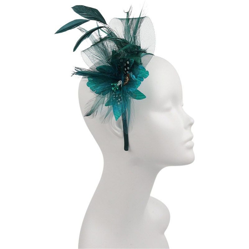 Small and exquisite small hat ball party European and American retro bride headdress feather mesh hair accessories artificial flower head flower