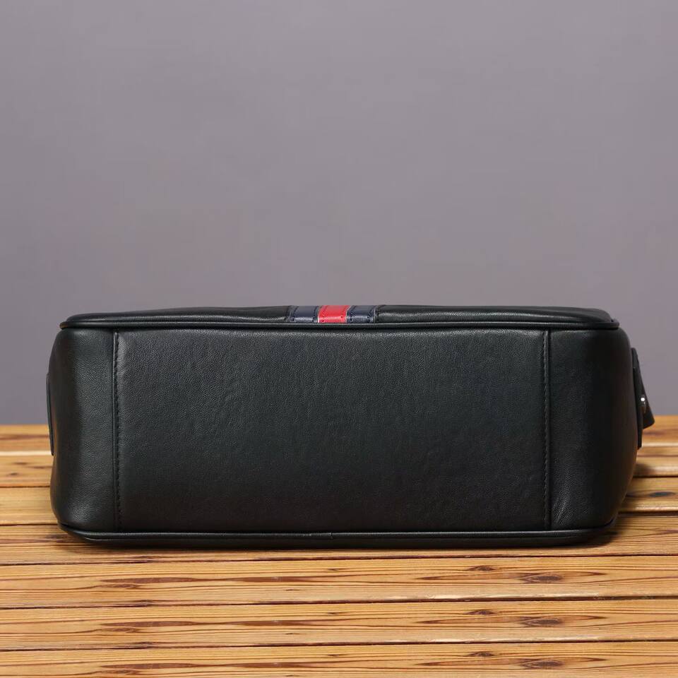 Túi đeo chéo nam da bò lớp đầu tiên, túi đeo vai thời trang casual, đựng được máy tính bảng 8 inch — màu đen chi tiết 11