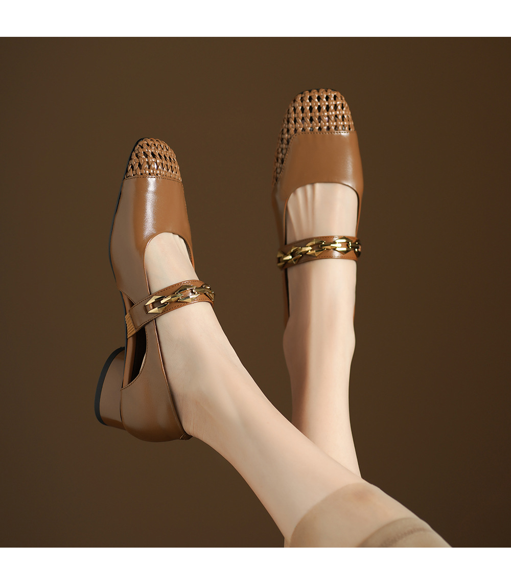 Sandal nữ gót thấp mũi hở quai ngang đế xuồng cỡ lớn 33–43 — đen chi tiết 10