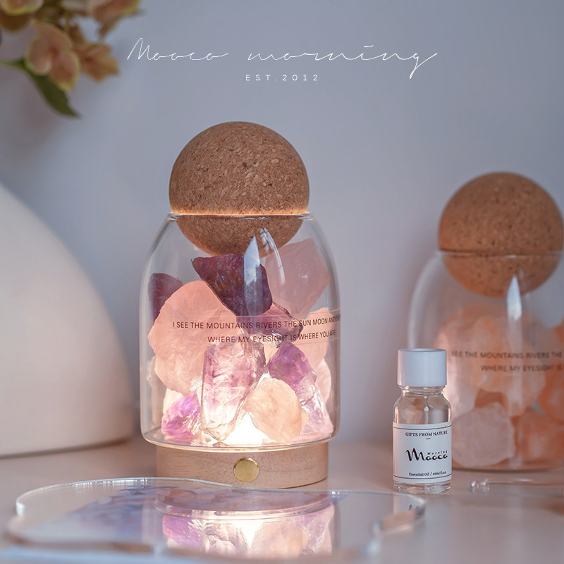 Crystal Raw Stone Night Light, Flameless Diffuser Stone, Aromatherapy Stone Night Light, Home Bedroom Fragrance Ornament, Atmosphere Decoration
