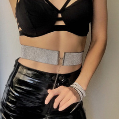 歐美跨境飾品亞馬遜身體鏈超閃腰萊茵石水鑽腰鏈時尚腰封腰帶女士