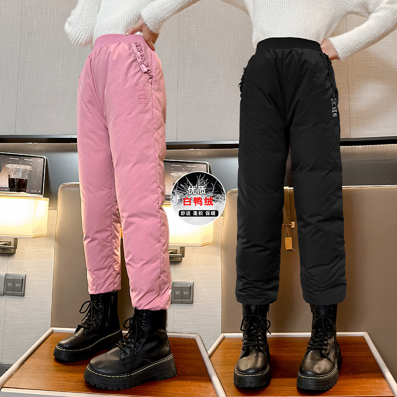 女童羽绒裤冬季2025新款中大童女孩裤子加厚保暖裤儿童棉裤外穿冬