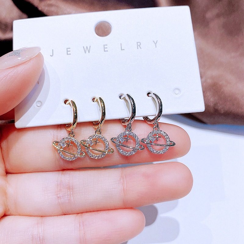 Womenu0027S Fashion Planet Copper Earrings Inlaid zircon Zircon Drop Earrings
