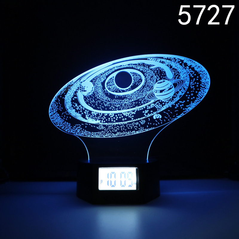 Small Clock Base, Stars and Other Creative Series, Cross-Border 3D Night Light, Led Bedside Table Lamp