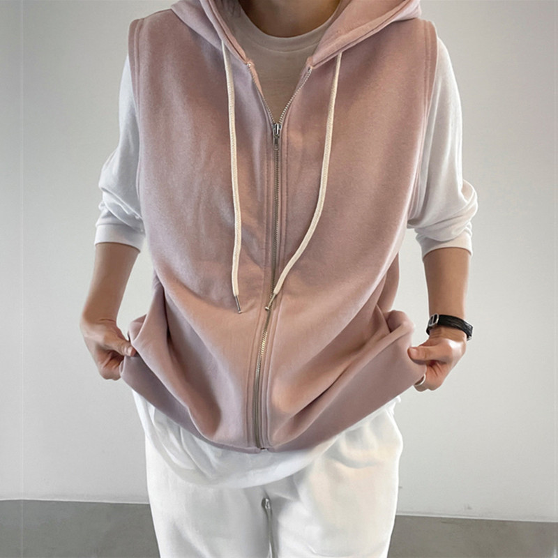 Hooded Sweater Sleeveless Vest All-match Vest Women's 2023 Spring Korean Style Slimming Thickened Vest Jacket