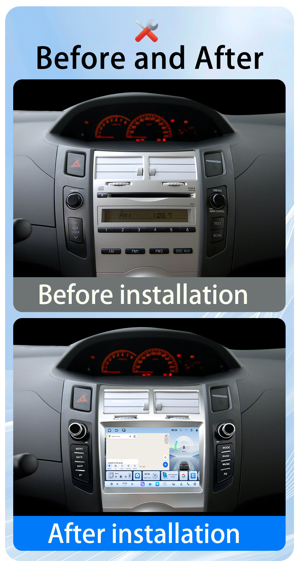 Suitable for Toyota Yaris Xp90Vitz Car Central Control Screen Bluetooth Navigation Reversing Image Radio