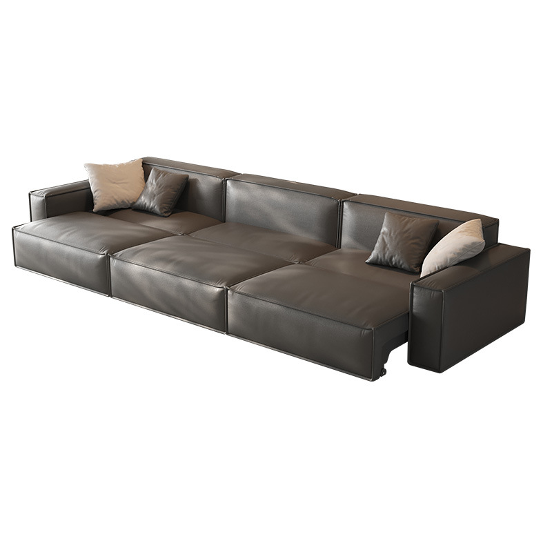 Nuevo sofá de cuero de lujo ligero italiano grande y pequeño apartamento sala de estar primera capa americana moderna función eléctrica sofá de doble uso