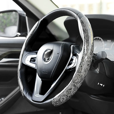 Steering wheel cover Cover, Suitable for All Seasons, High-End - flat-peach-wood-grain-grey-2-pieces-38cm