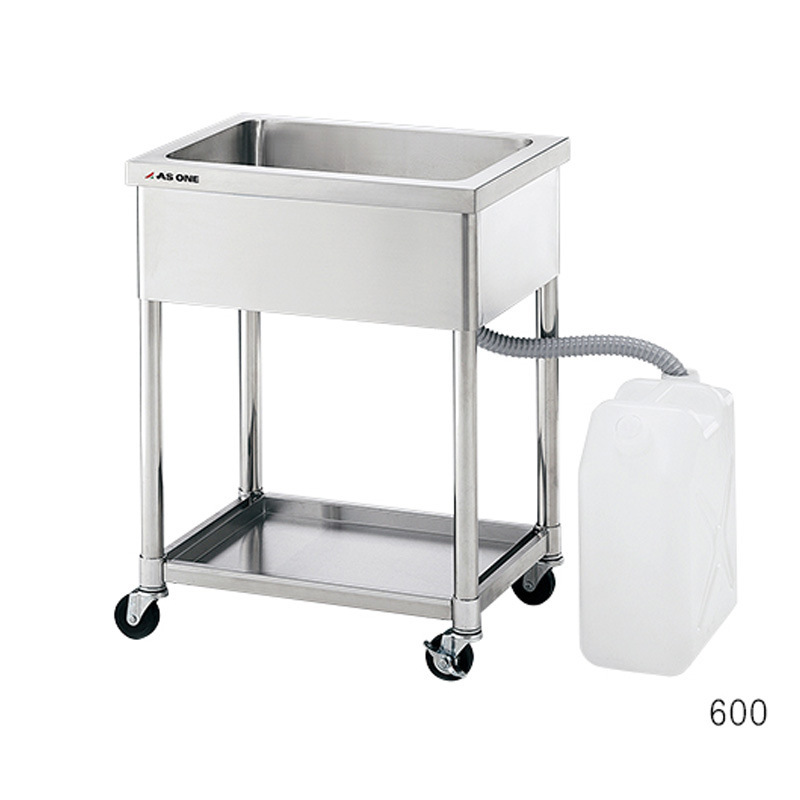 AS ONE/as ONE Stainless Steel Mobile Sink 3-6957-01 with Casters x800 Drain Outlet:40a