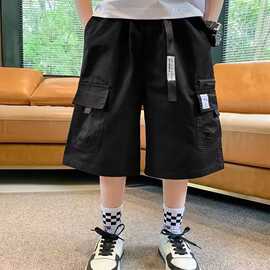 男童夏季薄款中大童男孩夏装短裤2024新款洋气休闲中裤五分工装裤