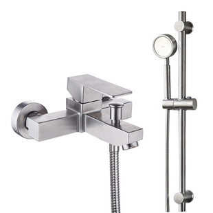304 stainless steel bathtub faucet hot and cold mixing valve shower square triple faucet factory wholesale