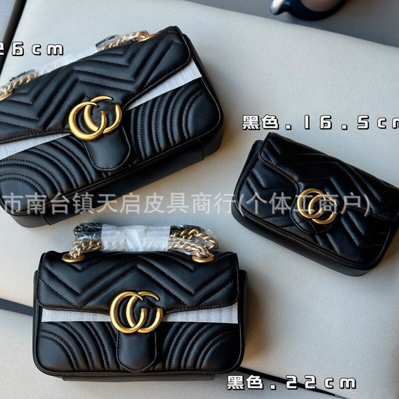 Upgraded Version of Gg Marmont Bag with Wavy Pattern, Double g Heart-Shaped Chain Bag, Single Shoulder Crossbody Bag Upgraded Version of Gg Marmont Bag with Wavy Pattern, Double g Heart-Shaped Chain Bag, Single Shoulder Crossbody Bag