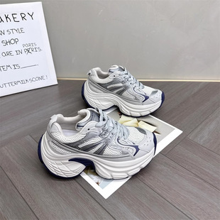 Mesh Torre Shoes Women's 2024 New Style Fried Street Thick Bottom Retro Breathable Lightweight Autumn Increased Casual sneaker Tide