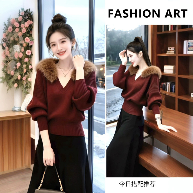Fashion Style Fashion Designer's Chic and Exquisite Woolen Top (Detachable Fur Collar) - Niche Autumn Collection Fashion Style Fashion Designer's Chic and Exquisite Woolen Top (Detachable Fur Collar) - Niche Autumn Collection