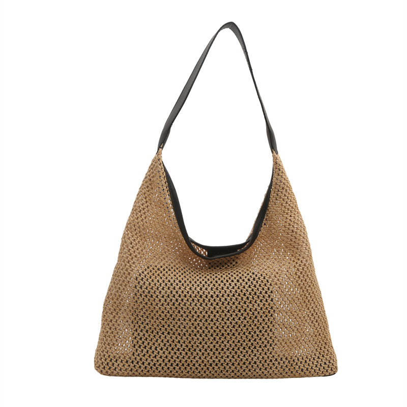 Bolsa de paja de gran capacidad para mujeres 2024 nueva bolsa de paja de playa de vacaciones trenzada cesta de verduras de viaje bolsa de cubo de agua