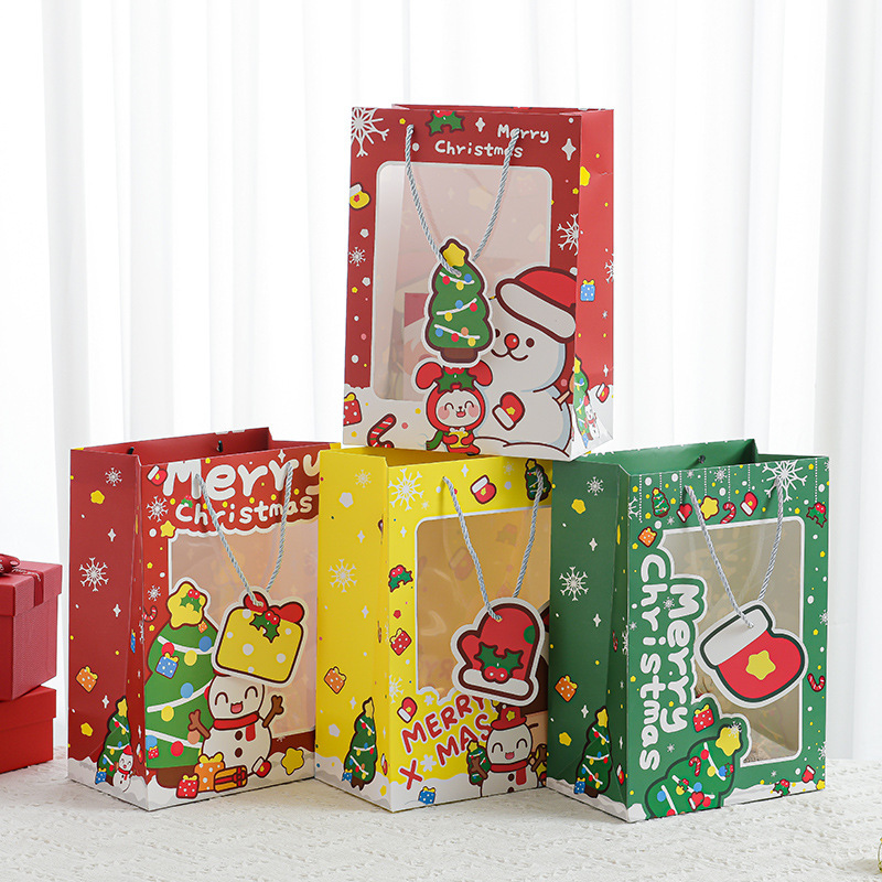 クリスマスギフトバッグウィンドウクリスマスウィンドウバッグギフトギフトポータブル紙袋クリスマスイブアップル包装袋|undefined