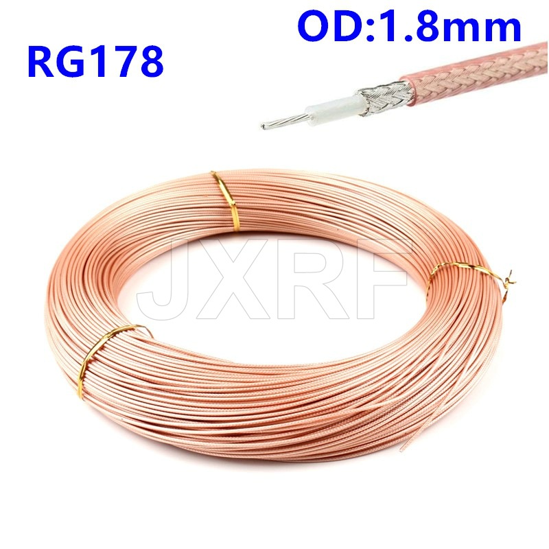 RG178镀银线同轴射频电缆50欧姆耐高温 高频线RG178馈线外径1.8mm