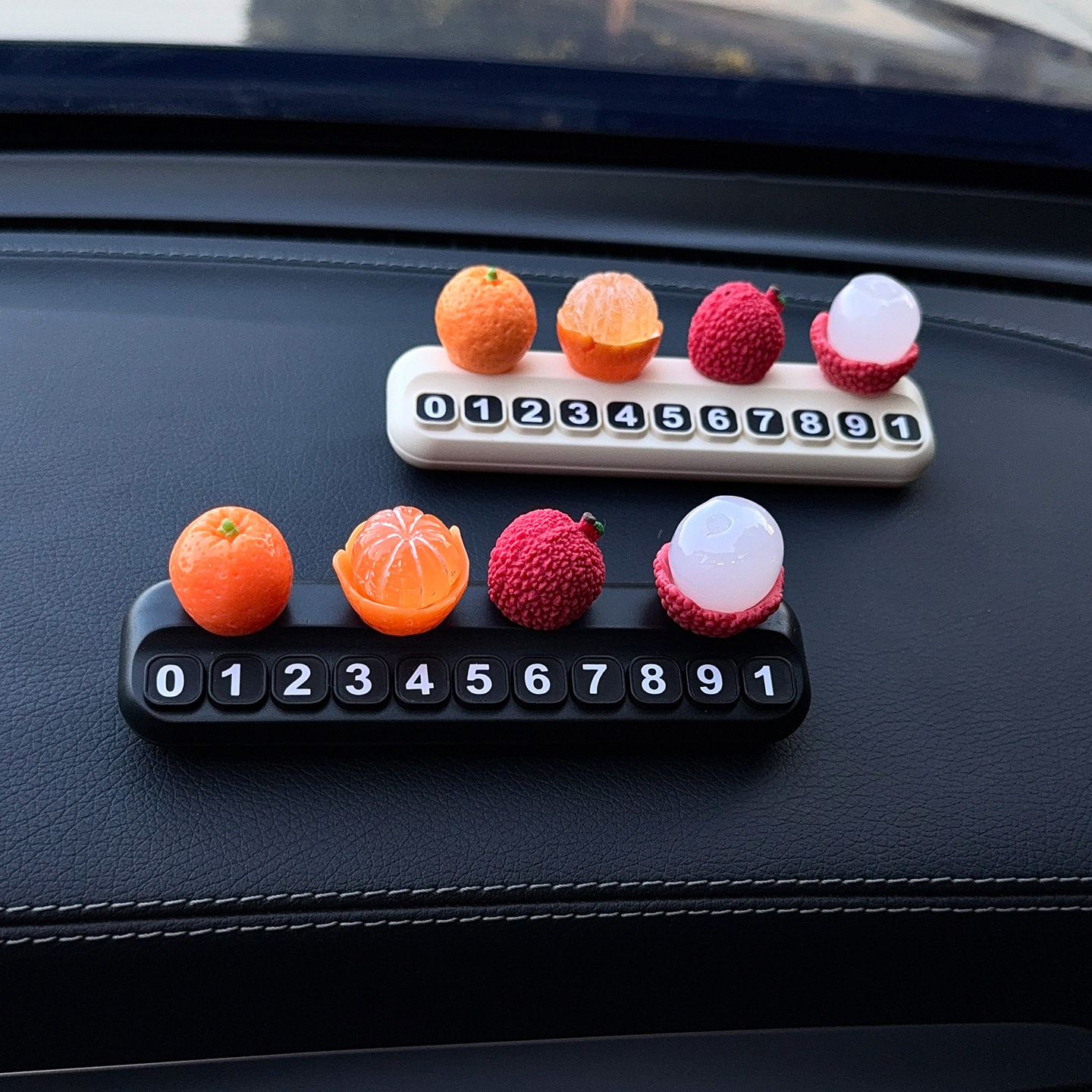 Good Luck and Prosperity Lychee Orange Temporary Parking Number Plate Car Creative Car Phone Number Plate Decoration Ornament