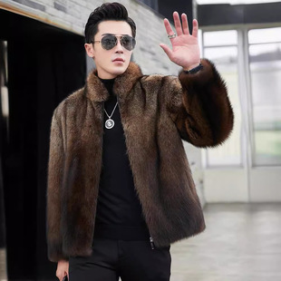 2025 New Autumn and Winter Imitation Fish Mink Fur Outwear Short Fashion Men's Casual Men's Mink Outwear