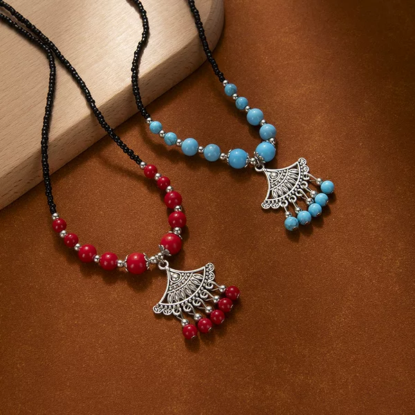 Vintage Yunnan Ethnic Style Forehead Chain Necklace Fan Tassel Headwear Women's Bohemian Style Exotic Headwear