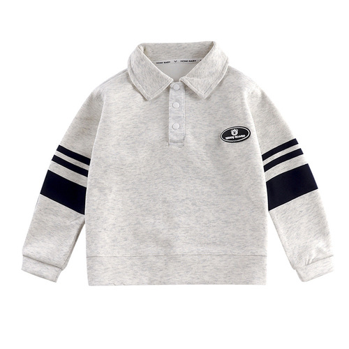 Children's polo shirt 2024 spring new boys' tops, medium and large children's boys' warm sweatshirts, baby bottoming shirts