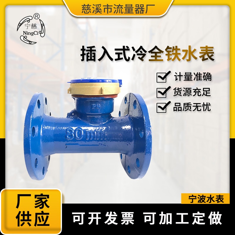 厂家供应 插入式冷全铁水表  DN-80E 插入式水表批发
