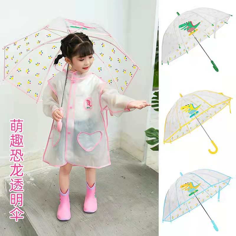 Прозрачный детский зонт с мультяшным рисунком, прямой, из утолщенного ПВХ (POE), легкий, оптовая продажа, рекламный, подарочный