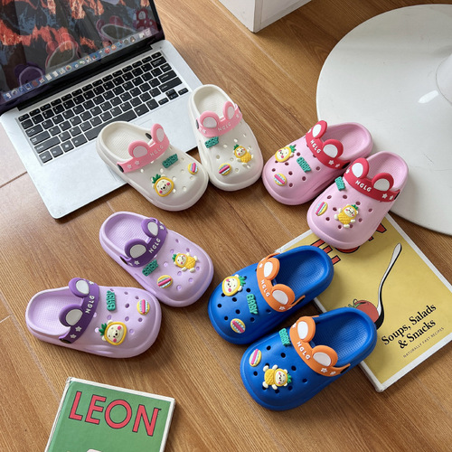 Children's Croc Shoes Summer Cute Baby Cartoon Slippers Home Indoor Non-Slip Outdoor Wear Small Children's Sandals Slippers