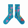 Japanese genuine cute demi-season fresh knee socks for elementary school students, flowered, mid-length