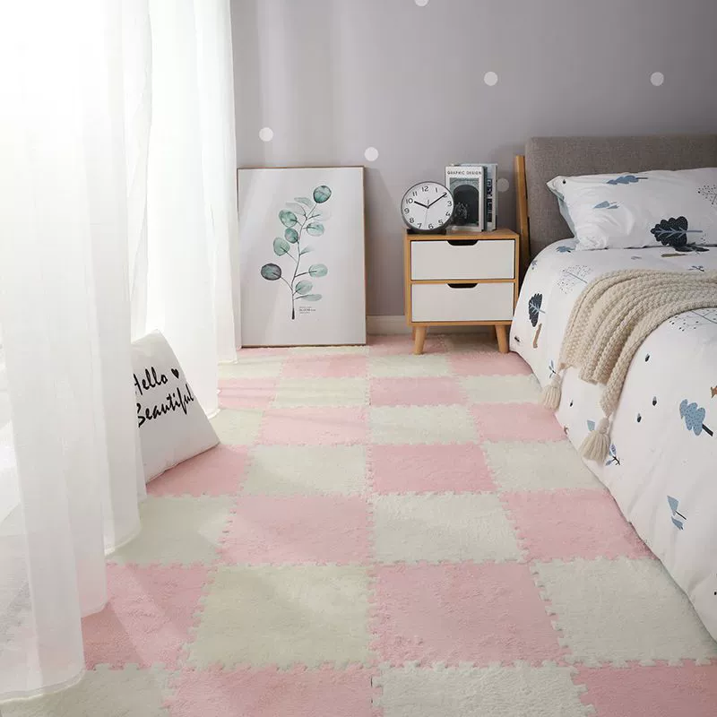 Плоский коврик (INS) 30×30×1.2 см, плюшевые Interlocking плитки для спальни девушки и прикроватной зоны