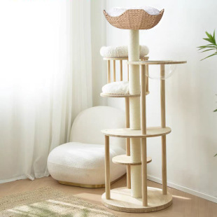 Processing and Customization of Solid Wood Cat Climbing Frame, Cat Nest, Cat Tree, Cat Toy, Integrated Sisal Grinding Claw, Durable Pillar