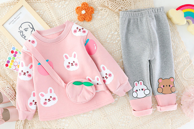 Completo in pile cartoon per bambina set invernale due pezzi_voghion.com