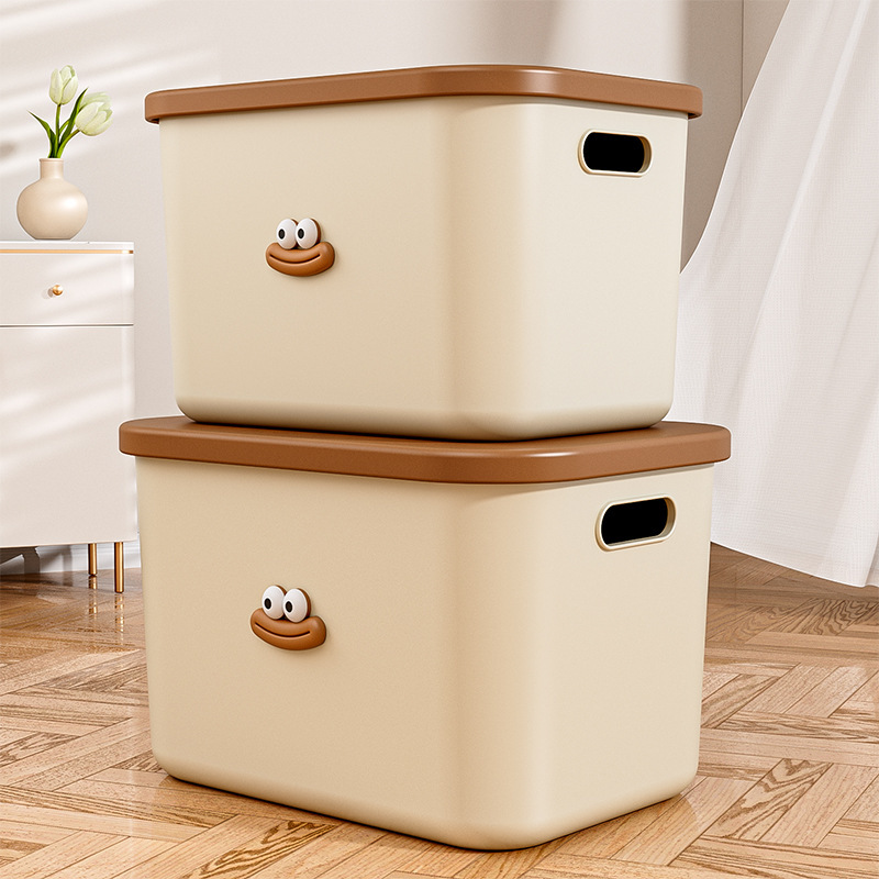 Plastic Storage Box Household Storage Basket with Lid Desktop Cosmetic Toy Storage Box Clothes Sorting Storage Box