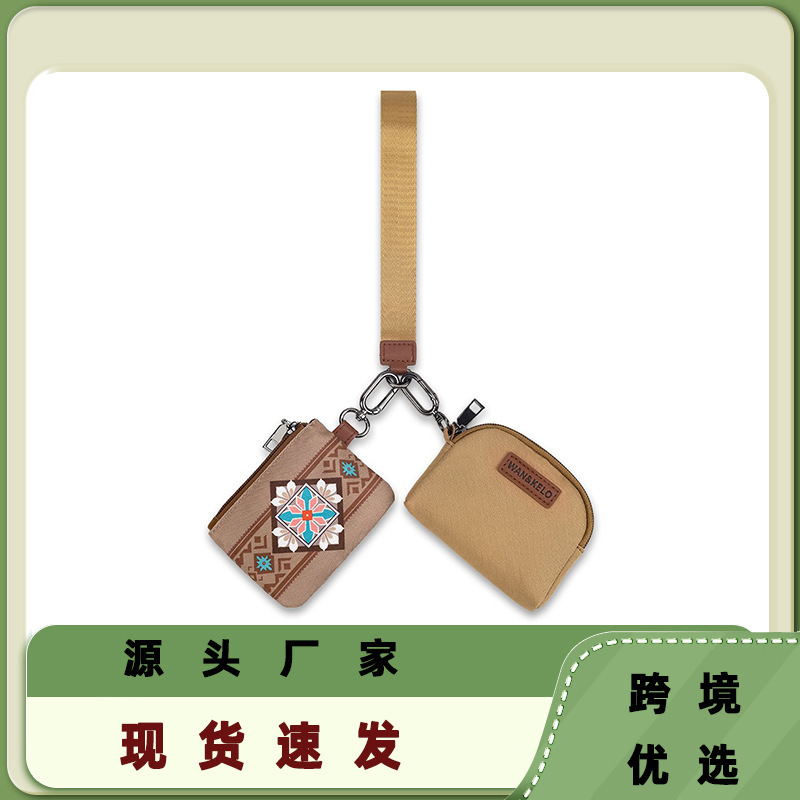 Cross-border 2025 New Lulu Bag Bohemian Ethnic Style Small Double Bag European and American Retro Key Bag Wrist Bag