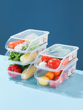冰箱易取物收纳篮透明塑料分类储物盒可叠加桌面整理架带盖厨房筐