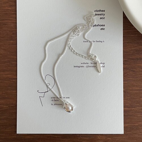 Fan Zhiqiao Korean version of Little Red Book 925 sterling silver necklace pearl pea necklace ins personalized necklace