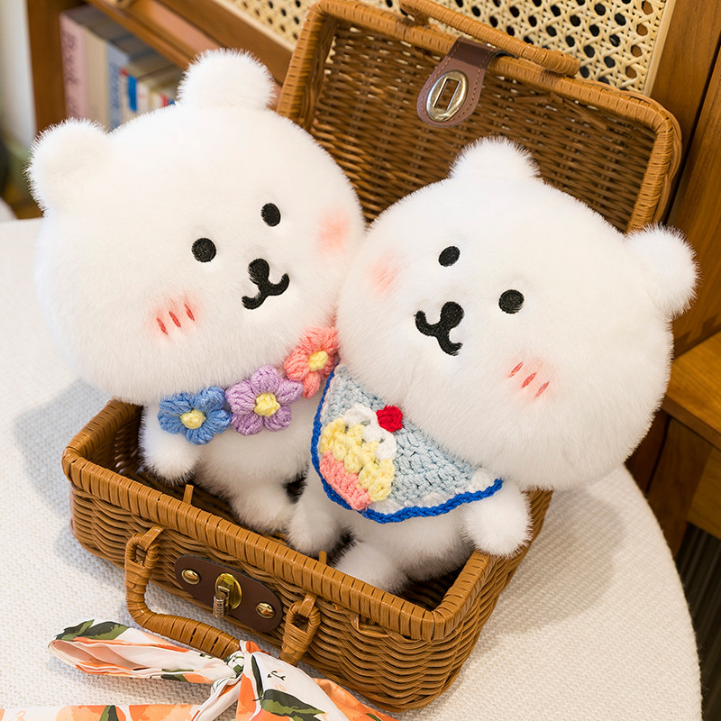 新しい自己嘲笑小さな白いクマよだれかけ布人形人形スカーフアクセサリークマ人形子供の diy 着替え服|undefined