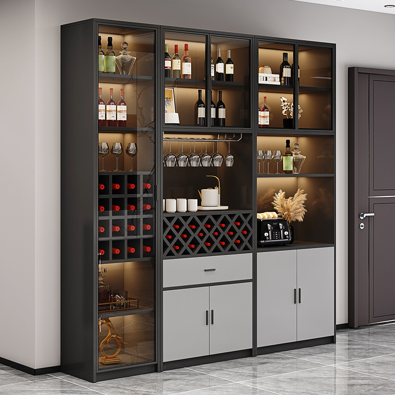 Light Luxury Wine Cabinet Display Cabinet Solid Wood Glass Door Wine Rack Home Living Room Modern Simple Wall Side Cabinet