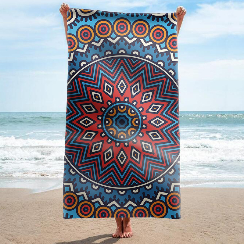 Amazon transfronterizo de suministro exclusivo de fábrica al por mayor Internet celebridad serie rectangular de doble cara de terciopelo Toalla de playa Toalla de baño capa