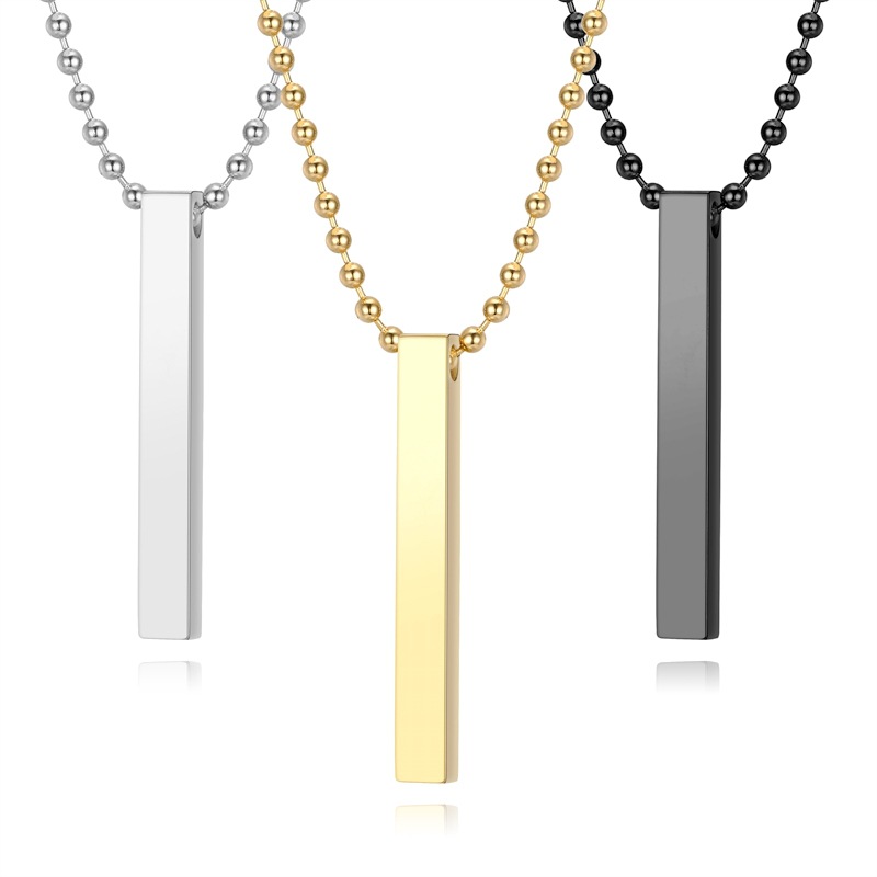 Retro Square Solid Color Titanium Steel Polishing Pendant Necklace 1 Piece