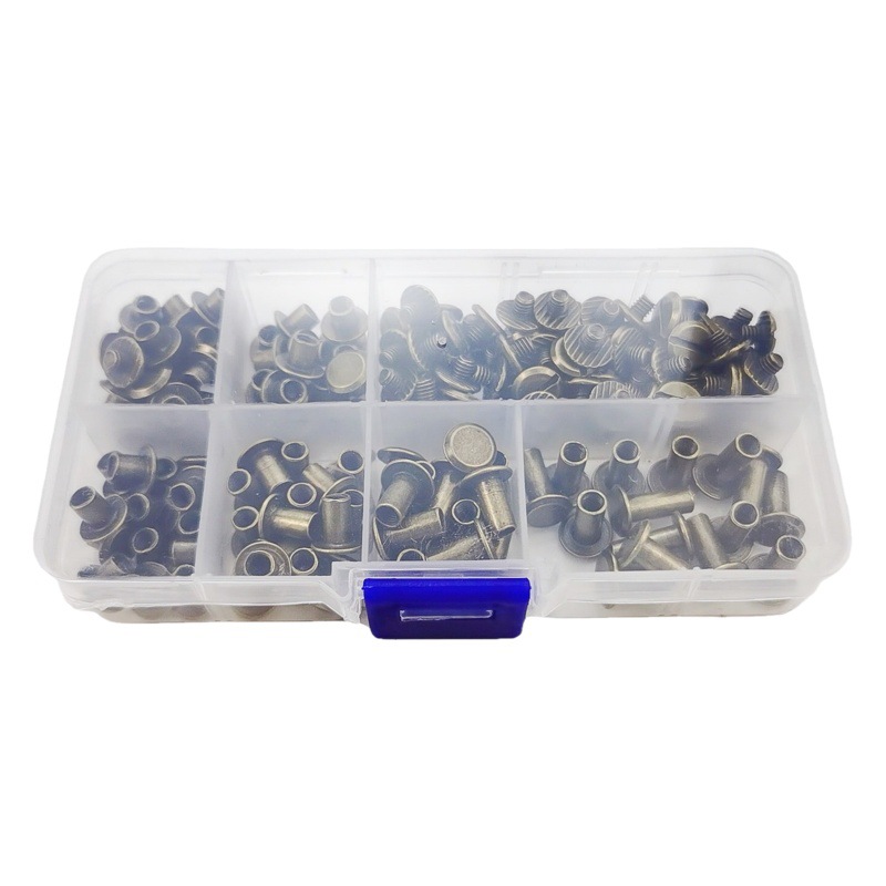 90 sets de 6 tamaño tornillo de la correa de hierro mancuerna bolsa de accesorios Heshang cabeza plana remache suministro transfronterizo