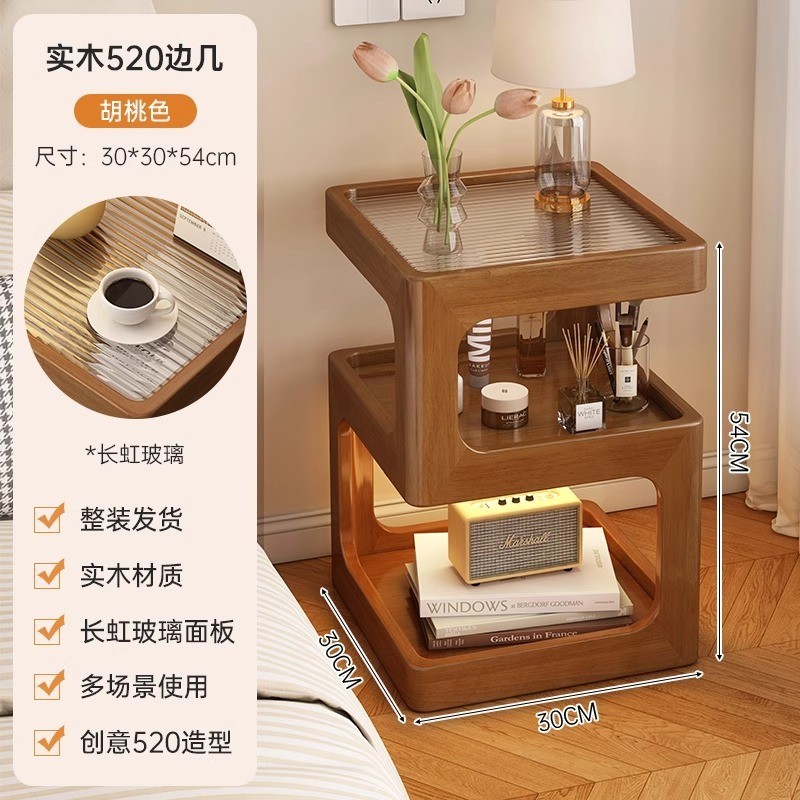 实木床头柜替代品卧室床边置物架简约现代小户型家用创意移动边几|undefined