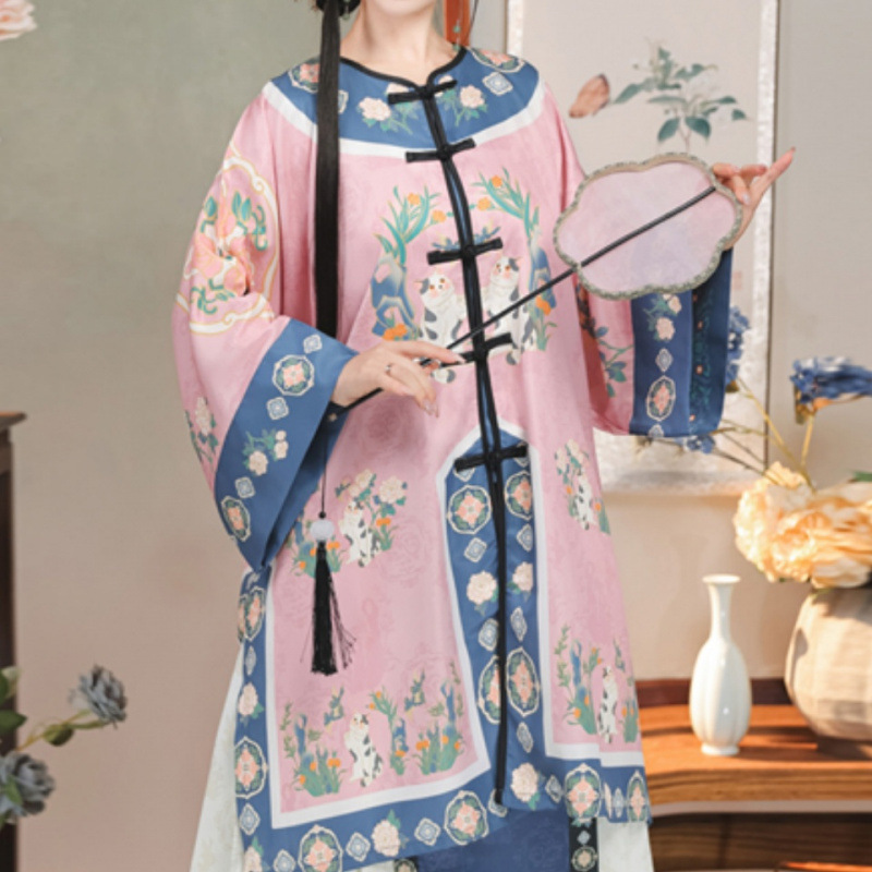 新しい猫神オリジナル清漢女性の馬面スカートダブルブレストラウンドネックレトロスタイルエスニック清朝宮殿スーツ|undefined