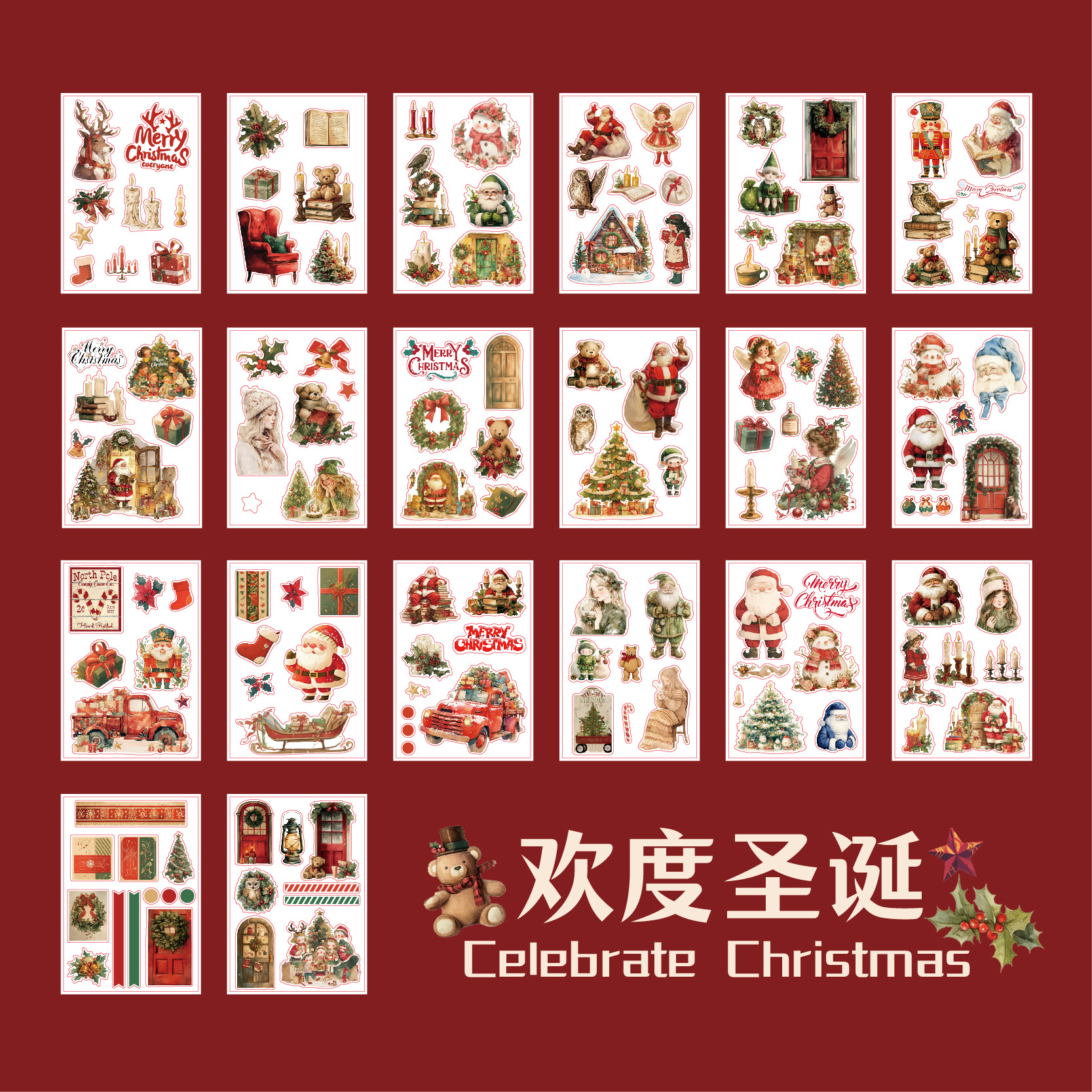 Libro de pegatinas de Navidad Sr. Paper serie de comercio exterior de vacaciones estadounidenses materiales de decoración paisajística libro de pegatinas