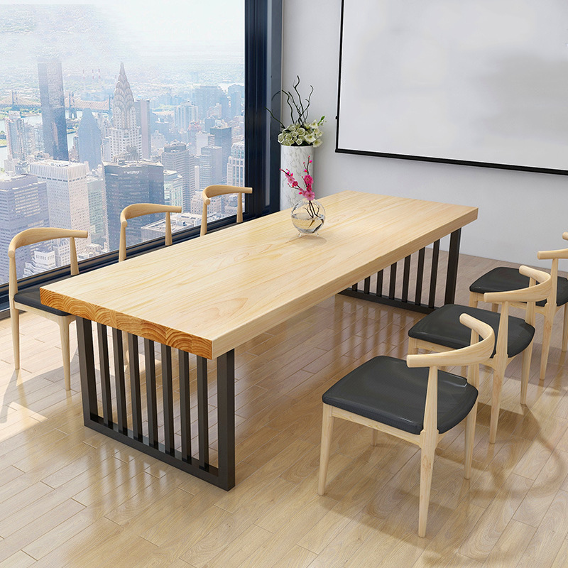 Modern Simple Light Luxury Solid Wood Desk Conference Table Long Table Solid Wood Color Rectangular Tea Table Work Table Dining Table