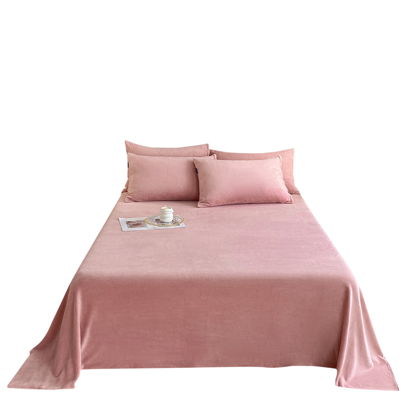 Una sábana de terciopelo de leche de una sola pieza con brida de invierno, terciopelo de coral más manta de terciopelo grueso, funda de almohada individual, juego de tres piezas